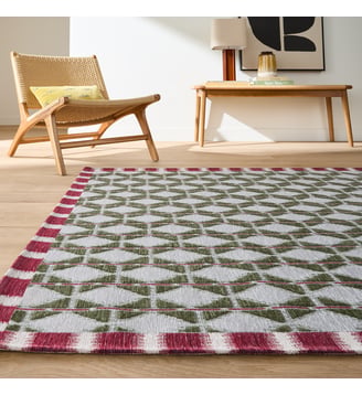 Tapis motifs géométriques - La Redoute Interieurs - Bleu grisé et rose
