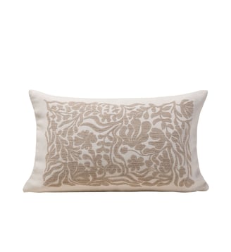 Housse De Coussin  Jacquard floral - Madura - Ivoire et taupe