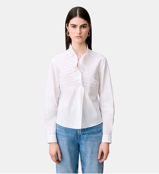 Top popeline col volanté - Claudie Pierlot - Blanc