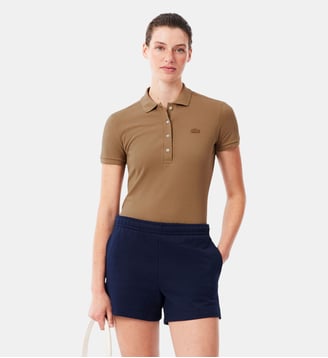 Polo L.12.D slim fit en mini piqué stretch - Lacoste - Marron cookie