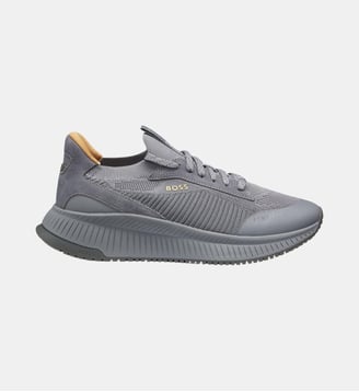 Baskets TTNM EVO avec tiges tricotées et garnitures en daim - BOSS - Gris