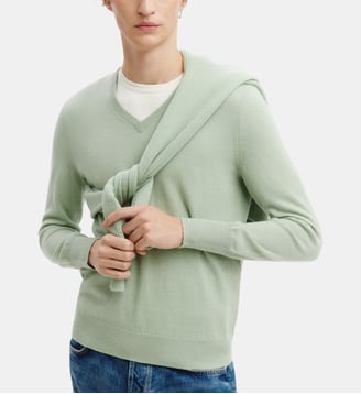 Pull col V Origines - Bompard - Vert amande