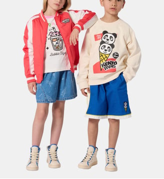 Sweat en molleton - Kenzo Kids - Beige et rose