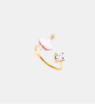 Bague ajustable Ballerine rose et cristal - Les Néréides - Rose