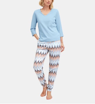 Pantalon de pyjama avec ourlets Favourites Tiles - Calida - Aura blue