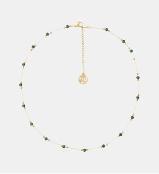 Collier acier inoxydable et perles vertes à facettes - Balaboosté - Doré