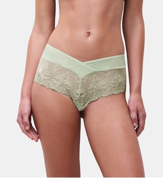 Shorty dégagé broderie italienne - Chantelle - Green powder