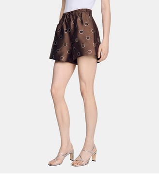 Short à trous à strass - Sandro - Marron