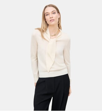Pull myriam - Motif uni - Laine rws - Caroll - Écru