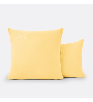 Taie d'oreiller personnalisée gaze de coton - La Redoute Interieurs - Jaune pâle