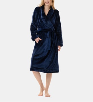 Peignoir en peluche flanelle ESSENTIEL H61B - Lingerie Le Chat - Bleu