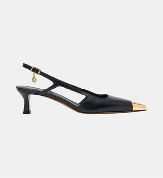 Escarpins slingback en cuir lisse - Maje - Noir