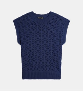 Pull lover en coton - Agnès b. - Bleu antartique