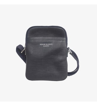 Sacoche bandoulière en cuir de vachette bleu marine foncé Biarritz - Serge Blanco - Dark navy
