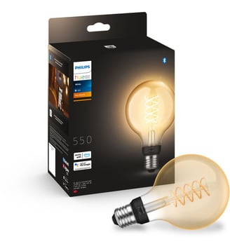 Ampoule LED connectée HUE White E27 9W Filament Globe - Philips - Multicolore