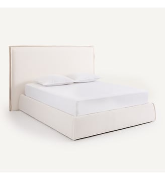 Housse pour tête de lit, en lin et coton - AM.PM - Blanc et lin