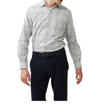 Chemise à carreaux slim en coton velour manches longues Brookdale - Rodd & Gunn - Sky