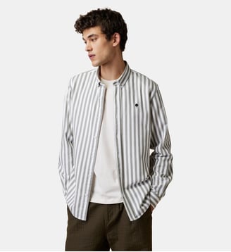 Chemise en tissu Oxford - Faguo - Vert foncé et écru