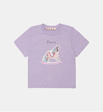 T-shirt à col rond avec logo - Marni - Violette