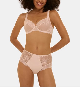 Soutien-gorge triangle à armatures Rêve décolleté carré dentelle - Simone Pérèle - Rose pâle