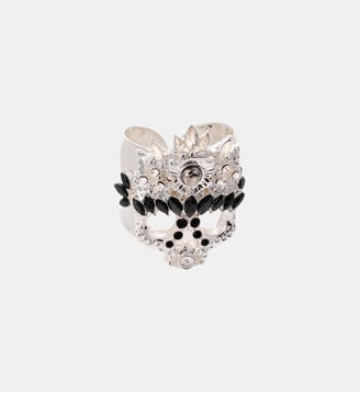 Bague ajustable avec cabochon central et strass DARKER - Hipanema - Argenté