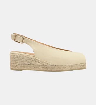 Sandales open-toe compensées Dosalia en toile - Castaner - Ivoire