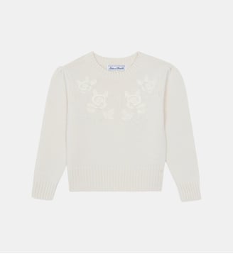 Pull -  laine broderies fleurs - Tartine Et Chocolat - Écru