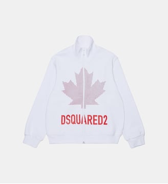 Sweat-shirt zippé intégral avec logo - Dsquared2 - Blanc