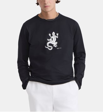 t-shirt en coton lézard - Agnès b. - Noir