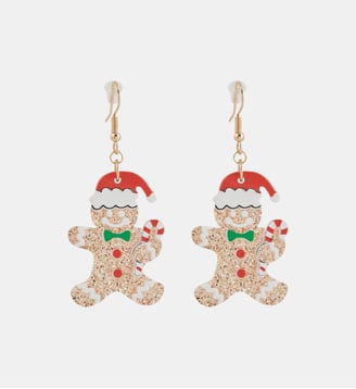 Boucles d'oreilles bonhommes en pain d'épices Noël - Balaboosté - Doré