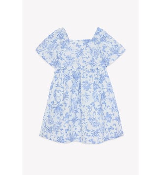 Robe -  coton imprimé inspiration toile de jouy - Tartine Et Chocolat - Bleu