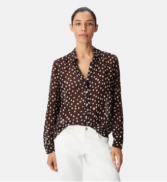 Chemise voile imprimé pois - Ikks - Bleu nuit