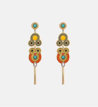 Boucles d'oreilles longues tiges percées   - Circus - Satellite - Vert