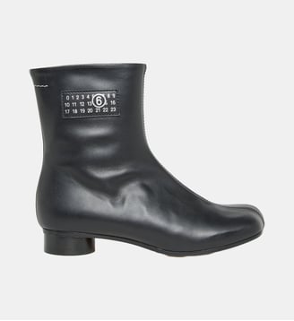 Bottes basses en cuir avec logo - MM6 Maison Margiela - Noir