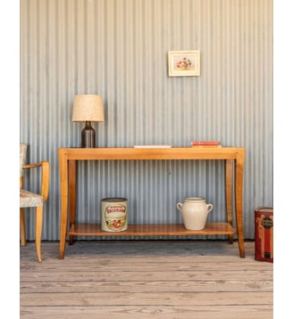 Longue console en bois Francine N°1123- Produit chiné - Debongout - Bois foncé