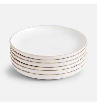 Lot de 6 assiettes plates, en grès mat - La Redoute Interieurs - Écru