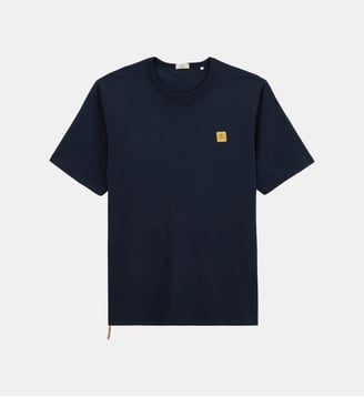 T-shirt col rond en jersey de coton imprimé dos - Serge Blanco - Bleu marine