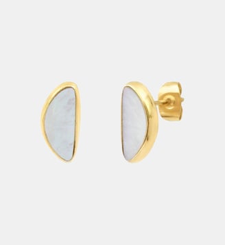 Boucles d'oreilles tiges percées   - Lhassa - Satellite - Nacre blanc