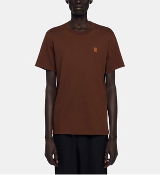 T-shirt à logo en cuir - Sandro - Ginger bread