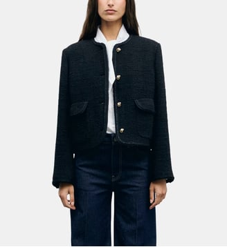 Veste en tweed et galons en lurex - JUDYE - Gerard Darel - Noir