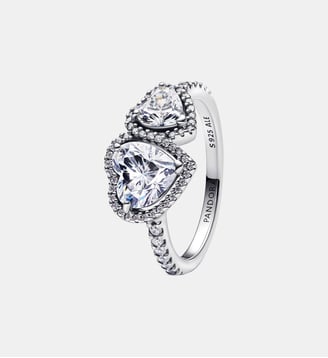 Bague Cœurs Halo Scintillant - Pandora - Argenté