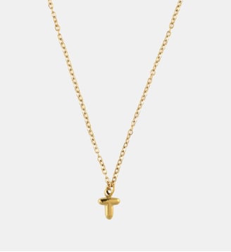 Collier à pendentif lettre T acier inoxydable - Balaboosté - Doré