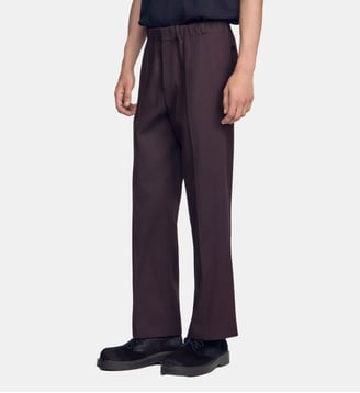 Pantalon large coton élastiqué - Sandro - Chocolat
