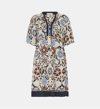 robe courte et fluide imprimée - romaine - Gerard Darel - Écru