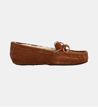 Pantoufle lace slipper - cuir velours - Fairmount - Camel