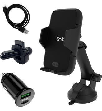 Support smartphone voiture motorisé 3 en 1 avec chargeur - TNB - Noir