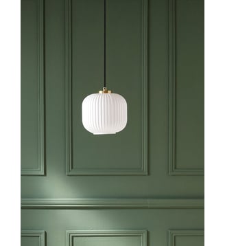Suspension globe verre strié - Cyrillus - Blanc