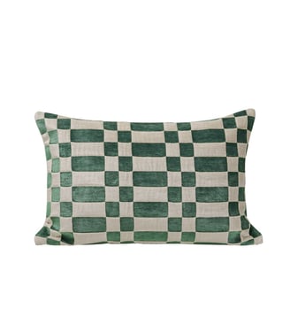 Housse De Coussin  Chenille épaisse au motif damier - Madura - Ecru et vert vif