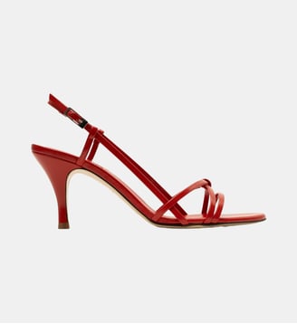 Lina - Sandales En Cuir Nappa Rouge - Parallèle - Rouge