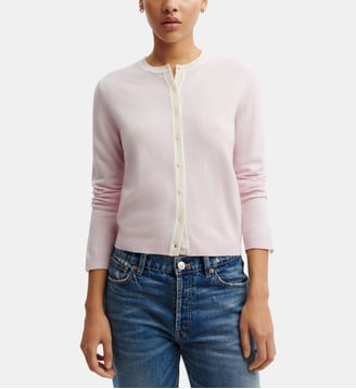 Cardigan slim en cachemire - Bompard - Cerisier et naturel